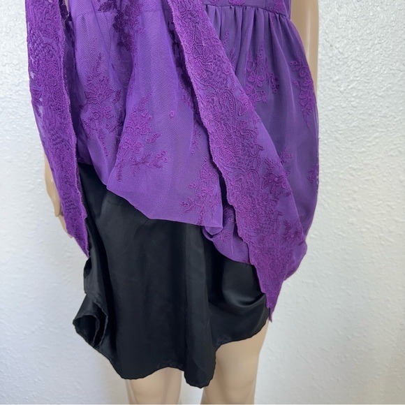 Kensie purple Dress Lace Overlay Fit & Flare Party Whimsigoth Fairy Goth sheer L - Picture 6 of 16